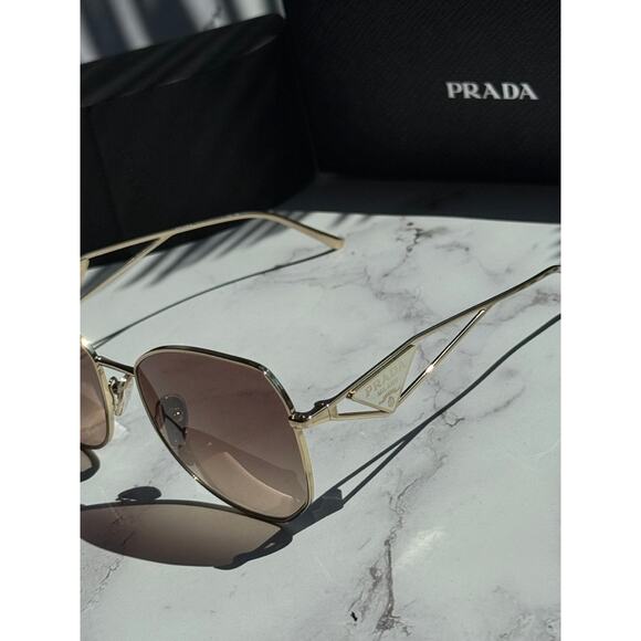 NEW Prada PR57YS Sunglasses in Gold Brown Gradient - Picture 4 of 7